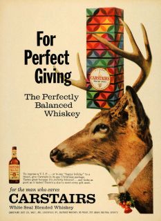 1959 Ad Carstairs White Seal Whiskey Deer Christmas Original 
