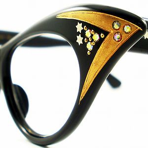 Vintage 50s Cat Eye Eyeglasses Frame Glasses Sunglasses Rhinestones 
