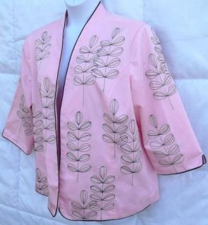   1x 18 20 Pink Blk Embroidery Jacket Blazer Lined Spring Easter