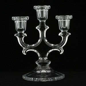 Mikasa Crystal Carlyle Candelabra 3 Candle Stick Holder Art Glass 