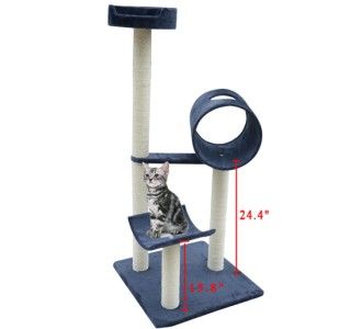 New Cat Scratch Tree Condo Post Scratcher Tower with Tunnels Platform 