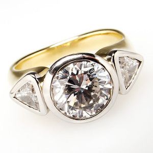Carat Center Diamond Three Stone Engagement Ring Solid 18K Gold 