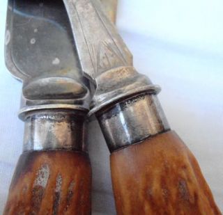 Antique Ornate Sterling Bone Handled Meat Fork Carving Knife Set