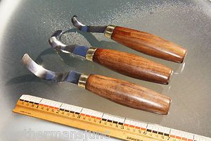 SET OF 3 CROOKED WOOD CARVING KNIVES SCORP KNIFE INSHAVE WOODCARVING 