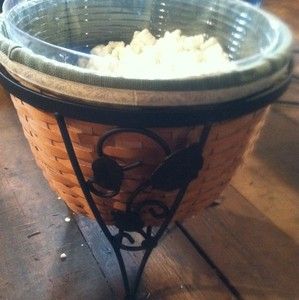 Longaberger Ficus Basket w Wrought Iron Stand Protector Lid Liner 