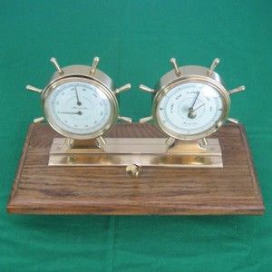 Barometer Temperature Humidity Desk Set Nautical Mid 1900s Airguide 