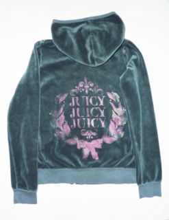 Girls Juicy Couture Velour Grey and Pink Hoodie Size 14