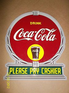 Coca Cola Please Pay Cashier Sign