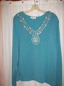 BEADED SIZE 1X CARDUCCI TOP LOTS OF BLING