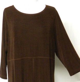 New Carolyn Straus Size 1x Plus Brown Slinky Stretch Knit Dress Maxi A 