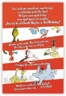 Dr Seuss Cat in The Hat Thing 1 and 2 Horton Grinch Birthday 