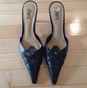 CARLOS By Carlos Santana Black Slip Pn Leather Shoes Heels Pump Size 8 