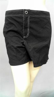 Catalina Womens Plus 3X Shorts Cover Up Black Board Solid Swim Casual 