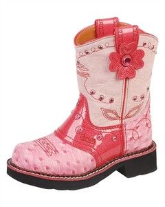 Ariat Kids Girls Fatbaby Flower Cowboy Western Boots Pink Ostrich 