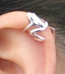   Silver Frog Animal Figure Cartilage Ear Cuff Wrap Clip Earring