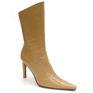 Caterina Lucchi Made in Italy Beige All Leather Stiletto Heel Mid Calf 