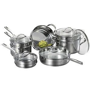 Cat Cora 12 piece Stackable Stainless Steel Set 070655 001 0000