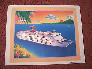 Carnival Cruise Lines JUBILEE 14 x 11 cruise ship print. 1988. P&O 