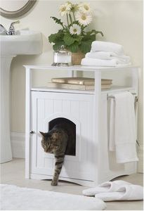 Cat Wood Litter Box Storage Cabinet Cover Washroom Nightstand New Free 