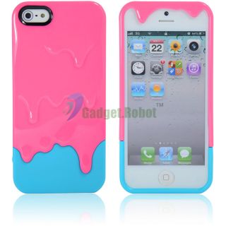 New 3D Melt Ice Cream Hard Case Cover+Screen Protector For. iPhone 5 