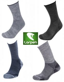LORPEN Light Midweight Hiker Socks Merino Wool 2 Pairs M L XL Grey 
