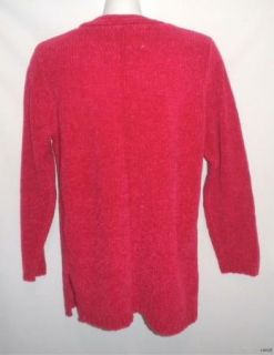 CAROLYN TAYLOR ESSENTIALS  Raspberry Chenille Sweater, Size Medium 