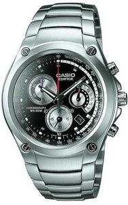 Black Face Casio Edifice Chronograph Stainless Steel Mens Watch EF507D 