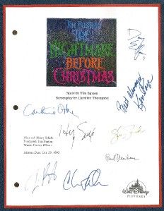 THE NIGHTMARE BEFORE CHRISTMAS SIGNED SCRIPT 8X RPT TIM BURTON, DANNY 