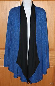 JONES NEW YORK Royal Blue & Black Long Sleeve Cardigan Sweater Womens 