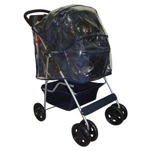   Blue Classic 4 Wheels Pet Dog Cat Stroller Carrier w Raincover