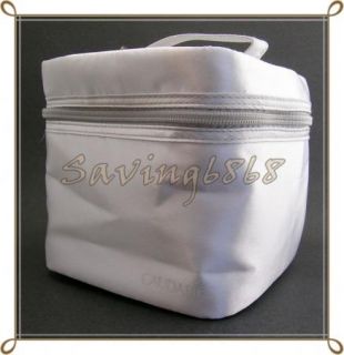 New Caudalie Silver Cosmetic Case Makeup Bag Train Case Style Handle 