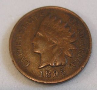 1895 ONE CENT INDIAN HEAD COIN, CIRCULATED, NO SEVERAL SCRATCHES