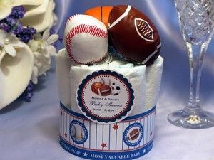 SPORTS Mini Diaper Cake Centerpiece baby shower favors baseball 