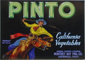 Vintage Pinto Vegetables Brand Canning Label   Castroville, CA