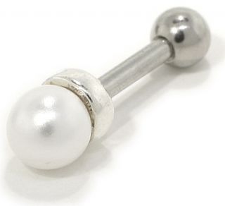 925 Silver 4mm Pearl Cartilage Earring Stud 18g Jewelry