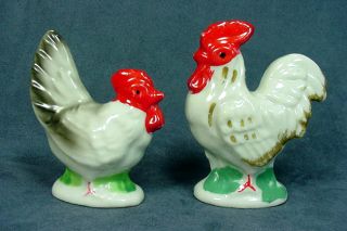Rooster Chicken or Hen Ceramic Figurines Japan Japanese Vintage 1950s 