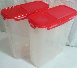   Lock Lock 2 Piece Flip Top Cereal Storage Bin Container Set w Red Lids