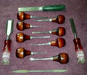   Vintage wood carving tools lot chisels knife gouge enlow tool 12 items