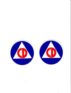Two 2 Civil Defense Stickers 3 inches Federal Signal