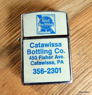 Vintage 1970s Advertising Lighter Catawissa Bottling PA Pabst Blue 