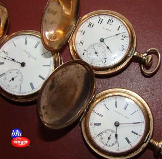 Antique Hunter Case Pocket Watch 3 Watches Elgin Elgin Lambert Bros 