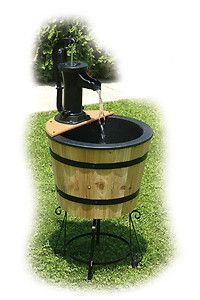 Amish Cedar Barrel Pond Water Pump Fountain Wooden Garden Yard Decor 