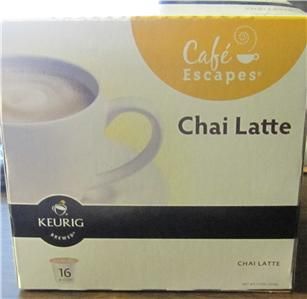 Keurig Cafe Escapes Chai Latte Specialty Tea 16 K Cups New SEALED 