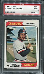 1974 Topps #384 Chris Chambliss   Cleveland Indians PSA 9 MINT