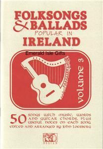 Irish Folk Songs Ballads Volume 3 Music Words Guitar Chords