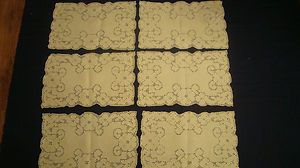 Antique Vintage White Linen Lace Placemats Set of 6