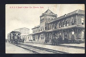 Chanute Kansas at SF Santa FE Railroad Depot Train Station Vintage 