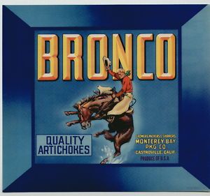 Bronco Vintage Castroville CA Artichoke Crate Label