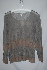 Ladies Sweater J. Jill Shimmer Mohair Size Large Pewter Gray Scoop NWT