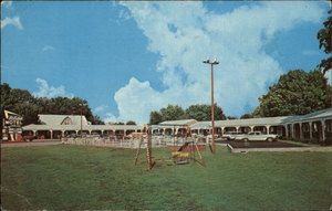 Cave City KY Holiday Motel Swimming Pool Swing Set Playground Old Cars 